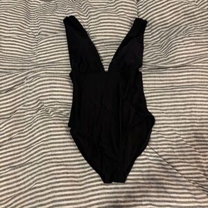J. Crew plunge v neck black one piece swimsuit tank top